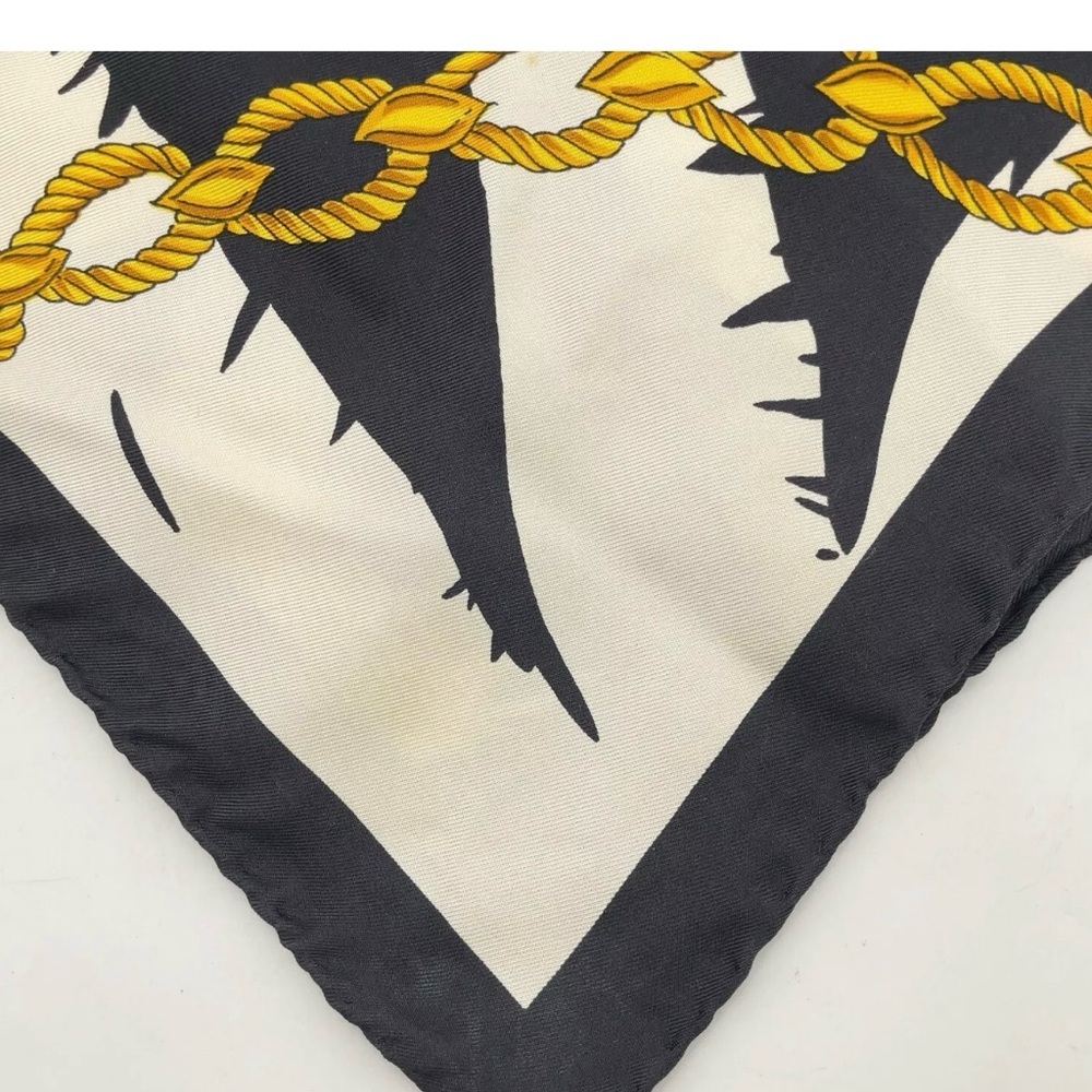 Authentic Celine Black and White Belt Pattern Silk Scarf - Picture 12 of 16